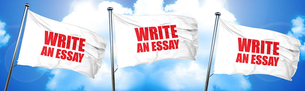 White flags that say Write an Essay