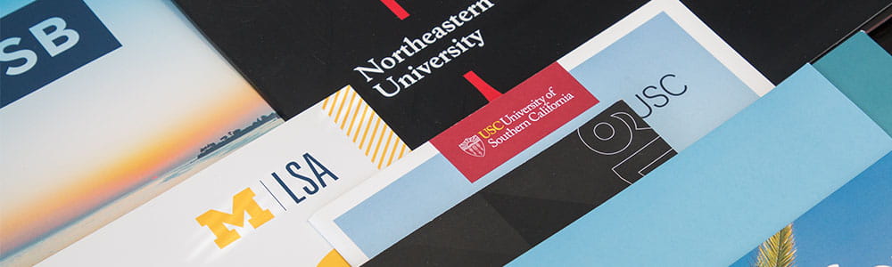 Stack of Brochures for Top Tier Colleges