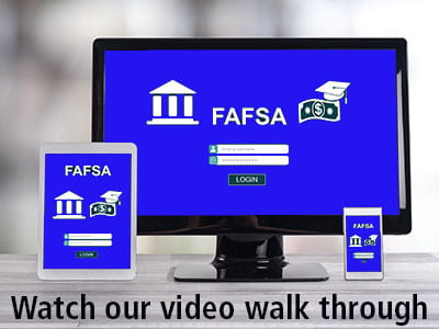 FAFSA homepage on a laptop, tablet and smart phone screen