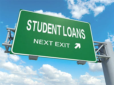 Street sign saying student loans