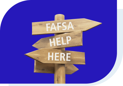wooden sign that says fafsa help here - fafsa stands for free application for federal student aid