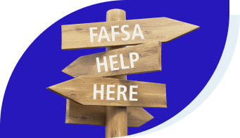 wooden sign that says fafsa help here - fafsa stands for free application for federal student aid .