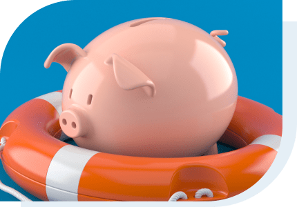 piggy bank in a life preserver ring comparing rates to save money with a Student Loan Refinance 