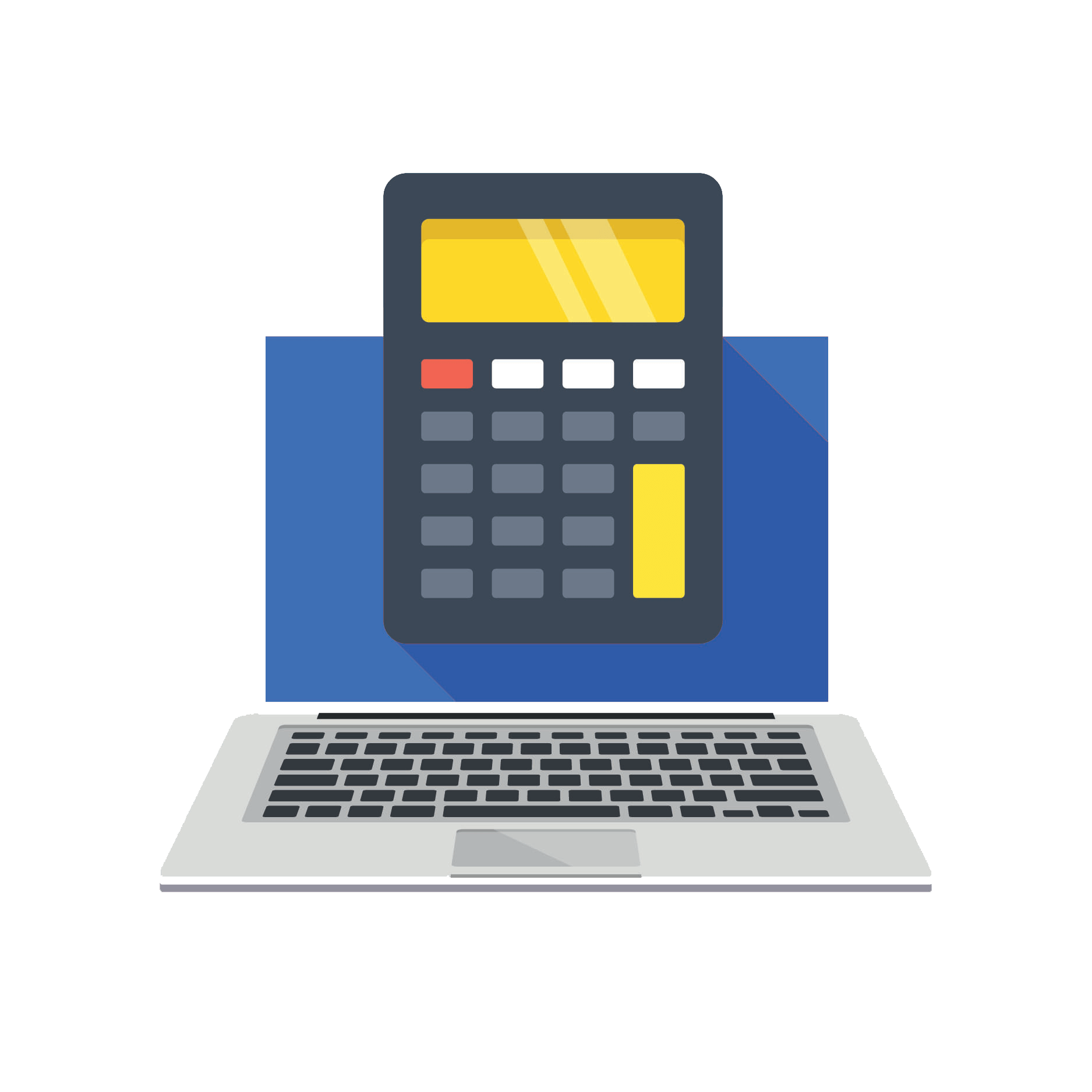 Graphic of Calculator in front of a laptop